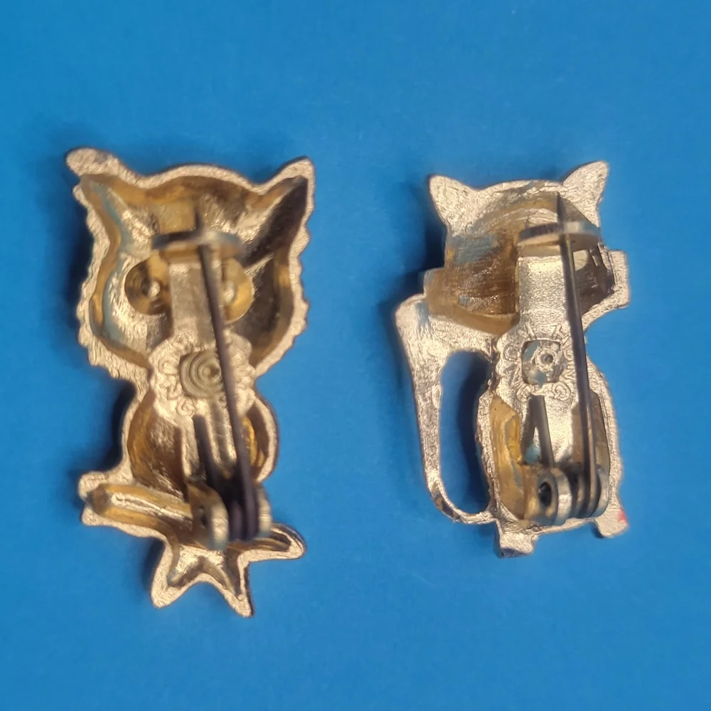 Cat & Owl Vintage Hong Kong Pins